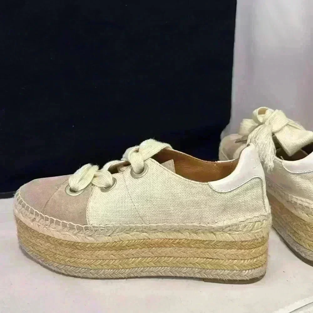 Chloé Beige Cream Espadrille Platform Sneakers